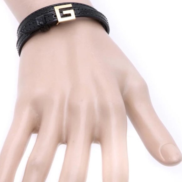 Gucci Black Leather Choker with Gold Square Logo NEW IN BOX - Picture 4 of 4